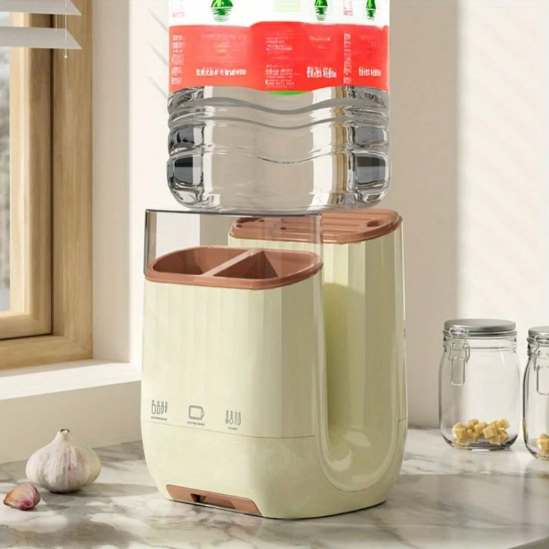 1pc Kitchen Knife Holder Rack Grid Partition Integrated Knife Holder Cutting Board Knife Rack Chopsticks and Spoon Storage Rack