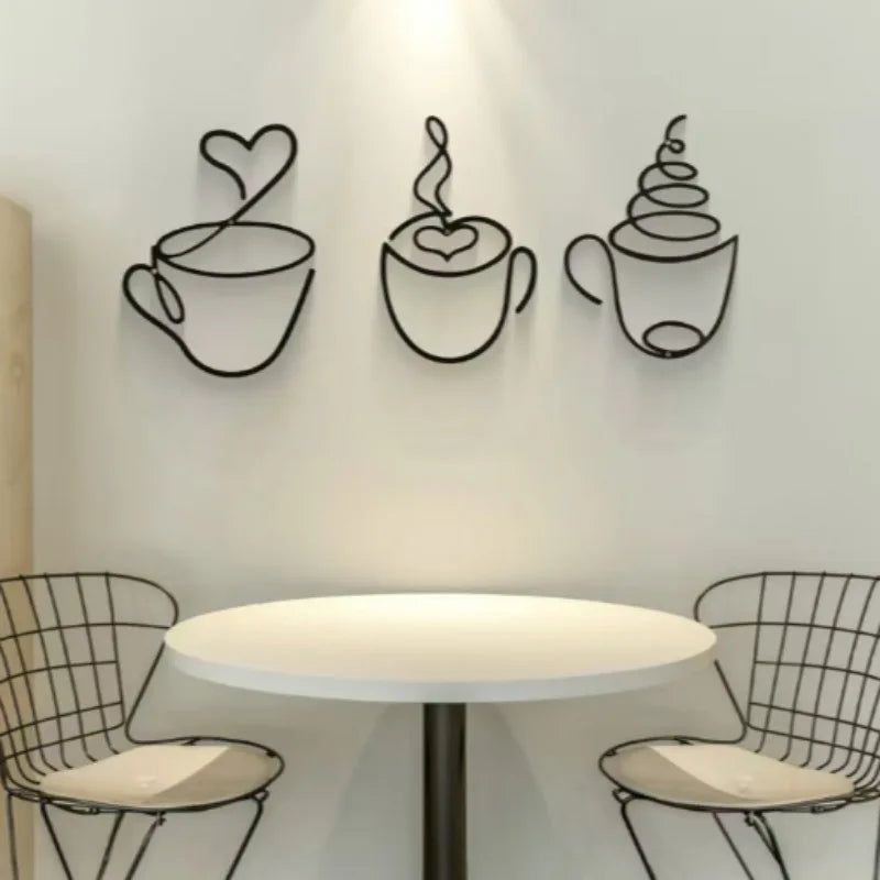 1/3pcs of Creative Coffee Wall Hangings, Coffee Shop Decorations,  Interior Wall Decorations, Wall Hanging Iron Paintings