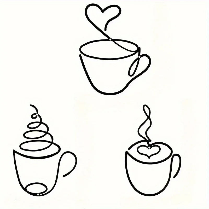 1/3pcs of Creative Coffee Wall Hangings, Coffee Shop Decorations,  Interior Wall Decorations, Wall Hanging Iron Paintings